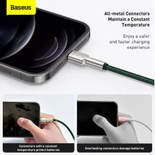 Кабель Baseus Cafule Metal Cable USB to Lightning 2.4A 2m Зелений