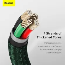 Кабель Baseus Cafule Metal Cable USB to Lightning 2.4A 2m Зелений