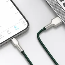 Кабель Baseus Cafule Metal Cable USB to Lightning 2.4A 2m Зелений