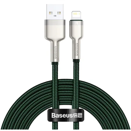 Кабель Baseus Cafule Metal Cable USB to Lightning 2.4A 2m Зелений