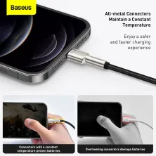 Кабель Baseus Cafule Metal Cable USB to Lightning 2.4A 2m Черный