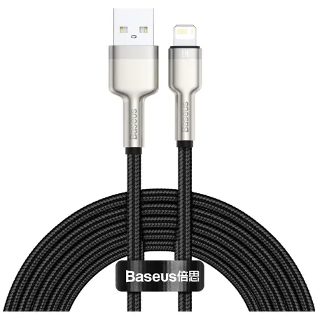 Кабель Baseus Cafule Metal Cable USB to Lightning 2.4A 2m Черный