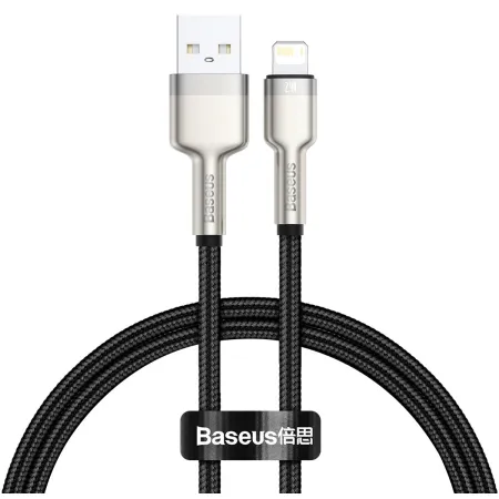 Кабель Baseus Cafule Metal Cable USB to Lightning 2.4A 0.25m Чорний
