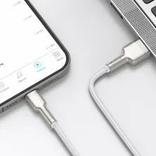 Кабель Baseus Cafule Metal Cable USB to Lightning 2.4A 2m Білий