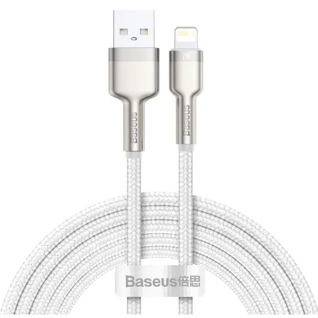 Кабель Baseus Cafule Metal Cable USB to Lightning 2.4A 2m Білий