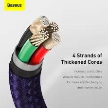 Кабель Baseus Cafule Metal Cable USB to Lightning 2.4A 2m Фиолетовый