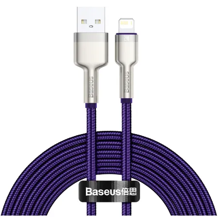 Кабель Baseus Cafule Metal Cable USB to Lightning 2.4A 2m Фиолетовый