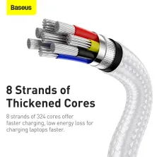 Кабель Baseus Cafule Metal Cable Type-C to Type-C 100W 20V 5A 1m Белый