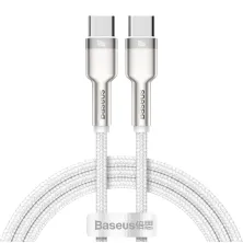 Кабель Baseus Cafule Metal Cable Type-C to Type-C 100W 20V 5A 1m Білий