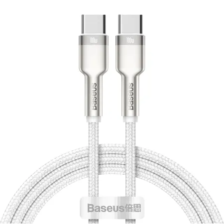 Кабель Baseus Cafule Metal Cable Type-C to Type-C 100W 20V 5A 1m Белый
