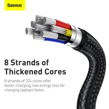 Кабель Baseus Cafule Metal Cable Type-C to Type-C 100W 20V 5A 1m Черный