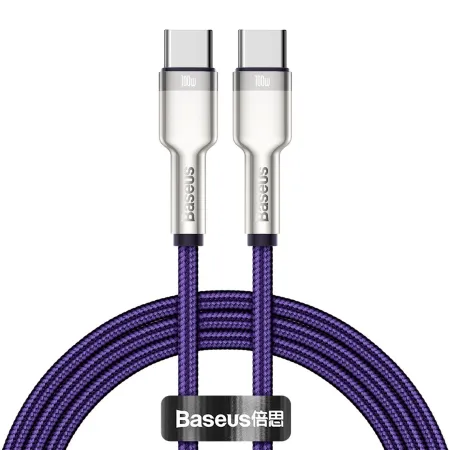 Кабель Baseus Cafule Metal Cable Type-C to Type-C 100W 20V 5A 1m Фиолетовый
