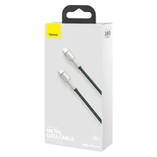 Кабель Baseus Cafule Metal Cable Type-C to Type-C 100W 20V 5A 1m Зеленый