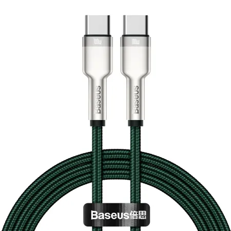 Кабель Baseus Cafule Metal Cable Type-C to Type-C 100W 20V 5A 1m Зеленый