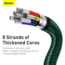 Кабель Baseus Cafule Metal Cable Type-C to Type-C 100W 20V 5A 2m Зелений