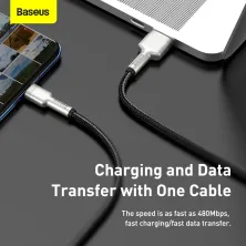 Кабель Baseus Cafule Metal Cable USB to Type-C 40W 5A 2m Чорний