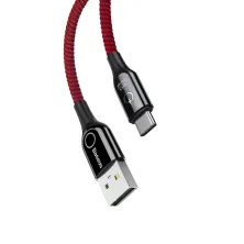 Кабель Baseus C-shaped Light Intelligent power-off Cable USB to Type-C QC3.0 3A 1m Красный