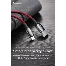 Кабель Baseus C-shaped Light Intelligent power-off Cable USB to Type-C QC3.0 3A 1m Красный