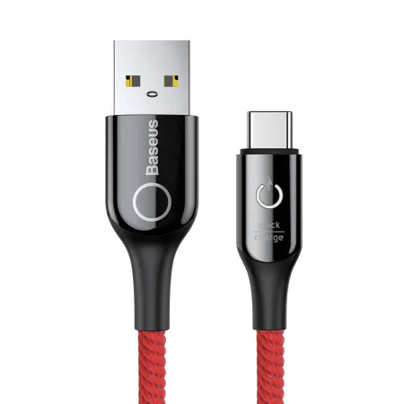 Кабель Baseus C-shaped Light Intelligent power-off Cable USB to Type-C QC3.0 3A 1m Красный