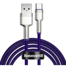 Кабель Baseus Cafule Metal Cable USB to Type-C 40W 5A 2m Фіолетовий