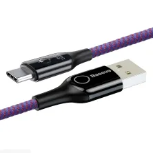 Кабель Baseus C-shaped Light Intelligent power-off Cable USB to Type-C QC3.0 3A 1m Фиолетовый