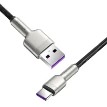 Кабель Baseus Cafule Metal Cable USB to Type-C 40W 5A 1m Чорний