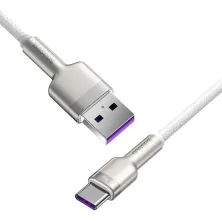 Кабель Baseus Cafule Metal Cable USB to Type-C 40W 5A 2m Білий