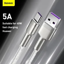 Кабель Baseus Cafule Metal Cable USB to Type-C 40W 5A 2m Білий