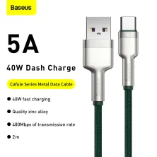 Кабель Baseus Cafule Metal Cable USB to Type-C 40W 5A 2m Зелений
