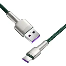 Кабель Baseus Cafule Metal Cable USB to Type-C 40W 5A 2m Зелений
