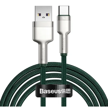 Кабель Baseus Cafule Metal Cable USB to Type-C 40W 5A 2m Зелений