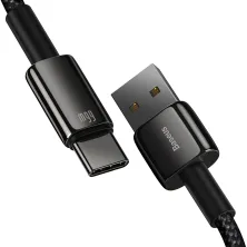 Кабель Baseus Tungsten Gold Fast Charging Data Cable USB to Type-C 66W 11V 6A 1m Чорний