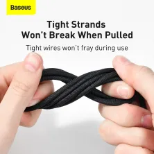 Кабель Baseus Tungsten Gold Fast Charging Data Cable USB to Type-C 66W 11V 6A 2m Чорний