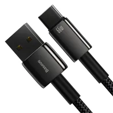 Кабель Baseus Tungsten Gold Fast Charging Data Cable USB to Type-C 66W 11V 6A 2m Чорний