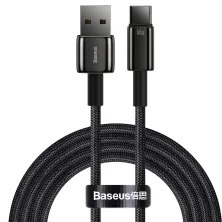 Кабель Baseus Tungsten Gold Fast Charging Data Cable USB to Type-C 66W 11V 6A 2m Чорний