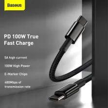Кабель Baseus Tungsten Gold Fast Charging Data Cable Type-C to Type-C 100W 20V 5A 2m Черный