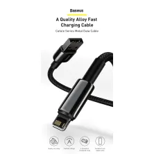 Кабель Baseus Tungsten Gold Fast Charging Data Cable USB to Lightning 2.4A 2m Черный