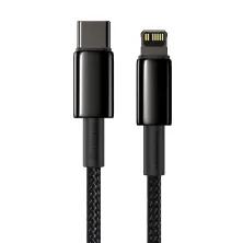 Кабель Baseus Tungsten Gold Fast Charging Data Cable Type-C to Lightning PD 20W 2.4А 2m Чорний