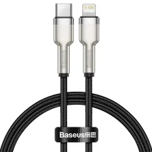Кабель Baseus Cafule Metal Cable Type-C to Lightning PD 20W 2.4А 0.25m Черный