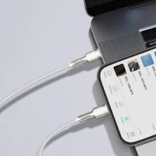 Кабель Baseus Cafule Metal Cable Type-C to Lightning PD 20W 2.4А 2m Білий