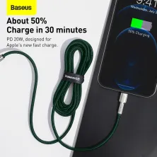 Кабель Baseus Cafule Metal Cable Type-C to Lightning PD 20W 2.4А 2m Зелений