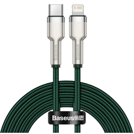 Кабель Baseus Cafule Metal Cable Type-C to Lightning PD 20W 2.4А 2m Зелений
