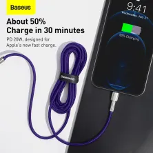 Кабель Baseus Cafule Metal Cable Type-C to Lightning PD 20W 2.4А 2m Фіолетовий