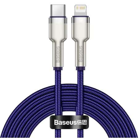 Кабель Baseus Cafule Metal Cable Type-C to Lightning PD 20W 2.4А 2m Фіолетовий