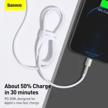 Кабель Baseus Cafule Metal Cable Type-C to Lightning PD 20W 2.4А 1m Білий
