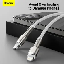 Кабель Baseus Cafule Metal Cable Type-C to Lightning PD 20W 2.4А 1m Білий