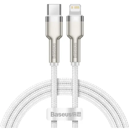 Кабель Baseus Cafule Metal Cable Type-C to Lightning PD 20W 2.4А 1m Білий