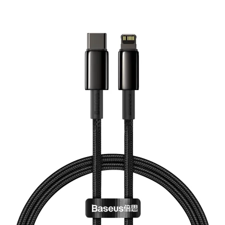 Кабель Baseus Tungsten Gold Fast Charging Data Cable Type-C to Lightning PD 20W 2.4А 1m Черный