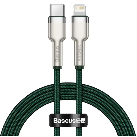 Кабель Baseus Cafule Metal Cable Type-C to Lightning PD 20W 2.4А 1m Зеленый