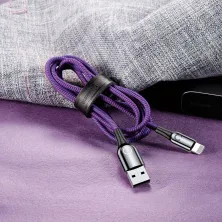 Кабель Baseus C-shaped Light Intelligent power-off Cable USB to Lightning 2.4A 1m Фиолетовый